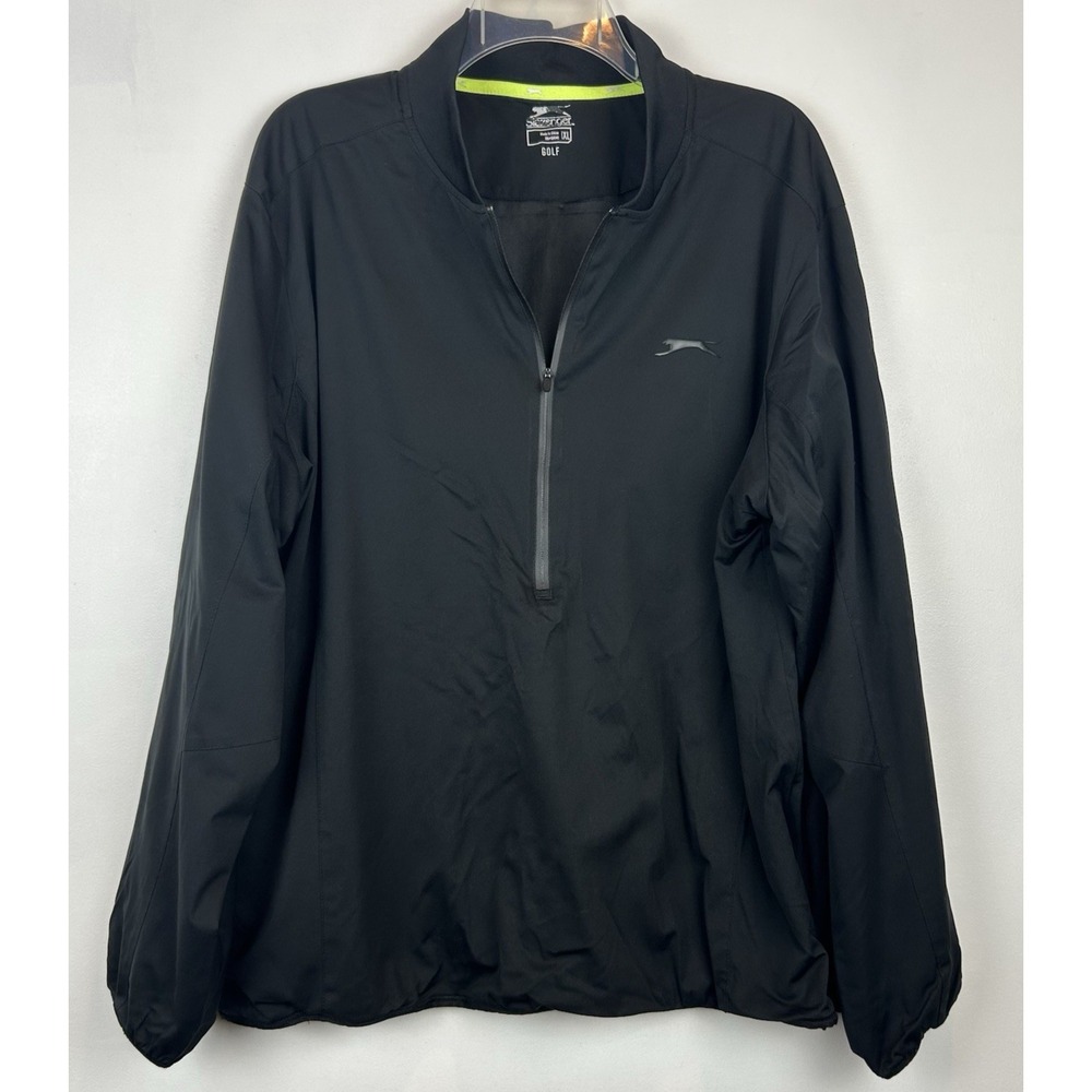 Slazenger Golf Pullover Mens XL Black 1/4 Zip Preppy Athleisure Zip Pockets